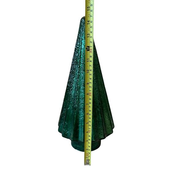Illuminated Glass Christmas Tree 14.5in Iridescent GREEN Chic Holiday Decor New - Picture 7 of 15